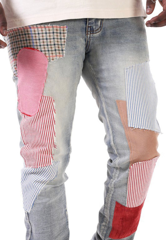 Multi patch jeans