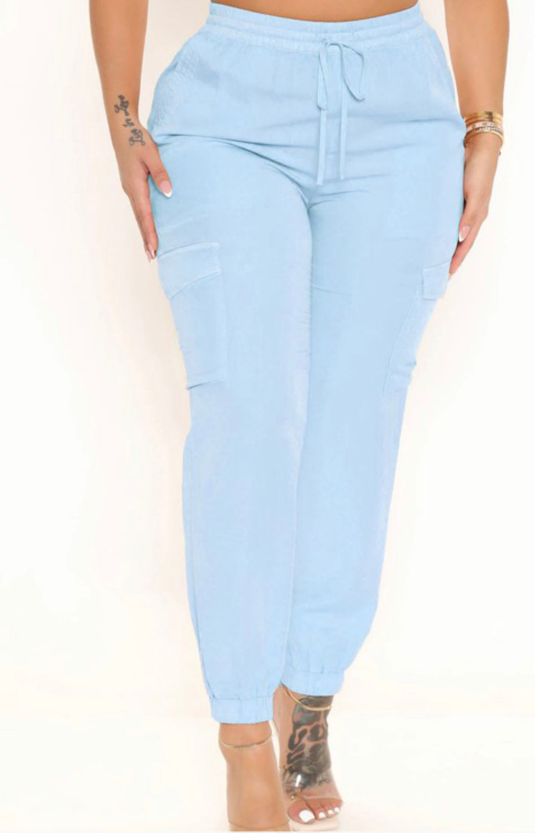 Loose fit cargo pants light blue