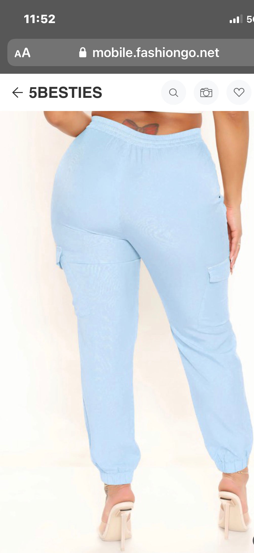 Loose fit cargo pants light blue