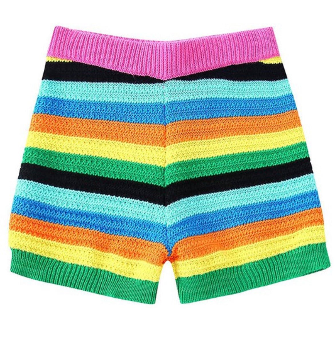 Multicolor knitted shorts set