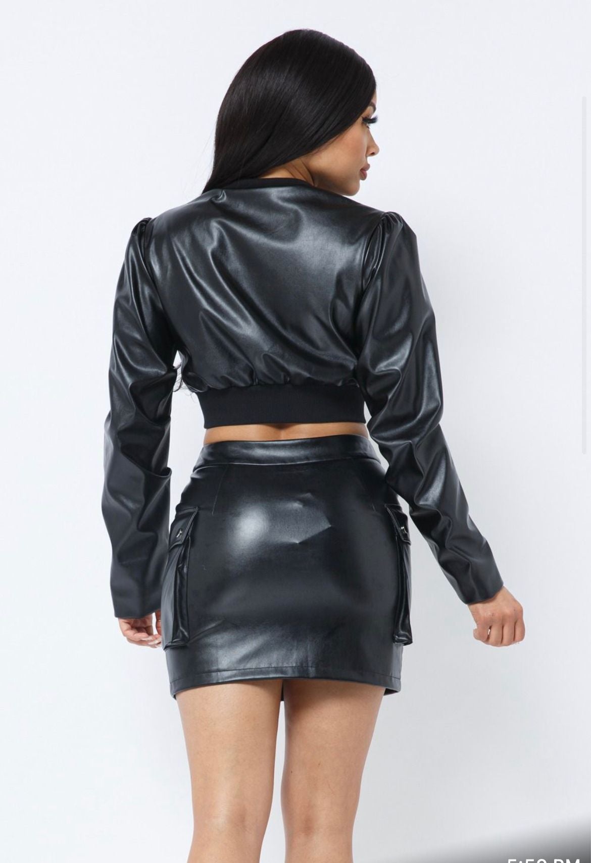 2 Piece Leather Mini skirt and Jacket