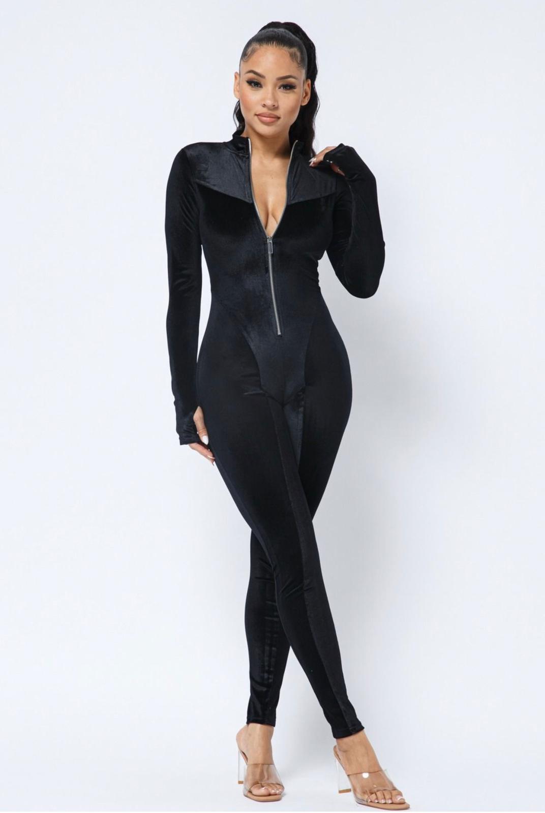 Front Zip Jumpsuit Black