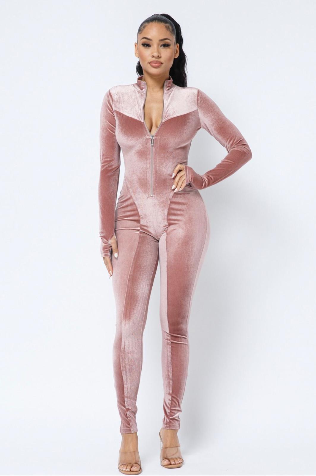 Front Zip Jumpsuit Mauve