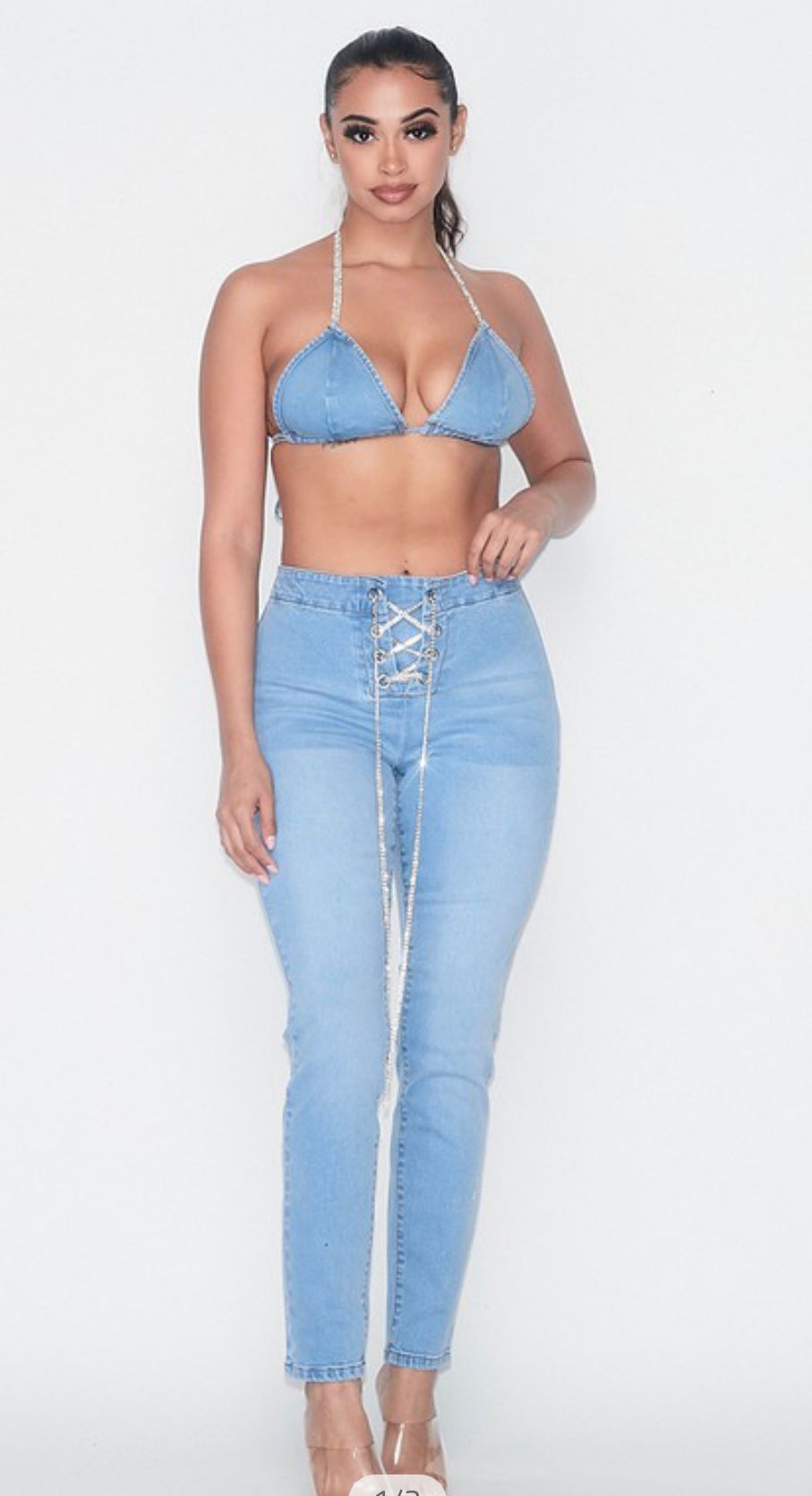 Jewel Twinkle Jean And Bra Set