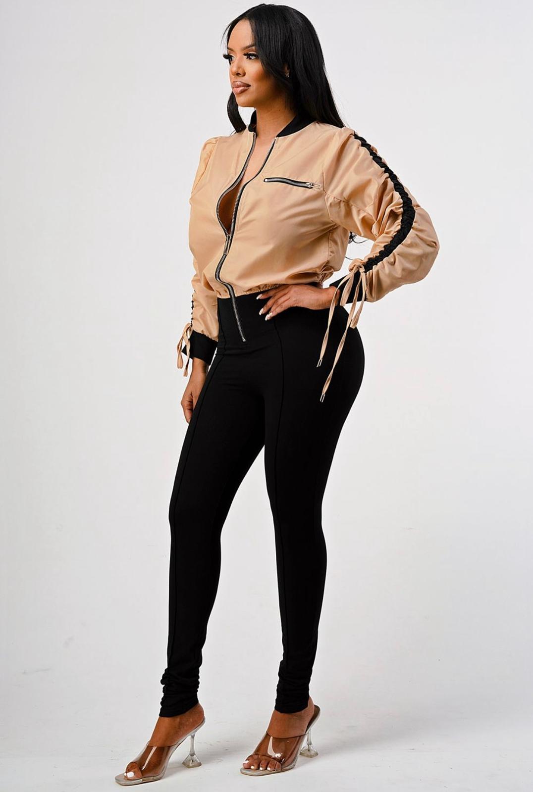 Bomber Jacket Jumpsuit With Front Zipper