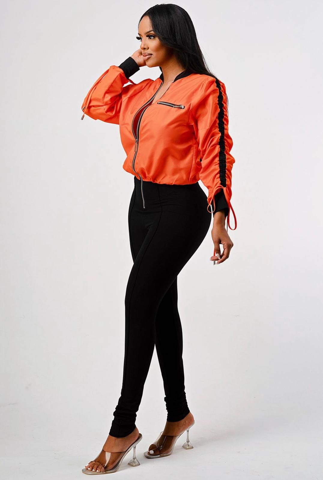 Bomber Jacket Jumpsuit With Front Zipper